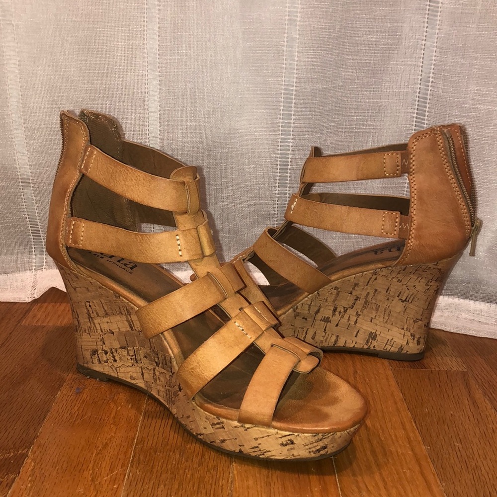 Tan summer wedges